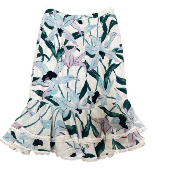 Tory Burch Pleats Ruffle Louisa Silk Floral Printed Knee Length Size 2 - Picture 10 of 14
